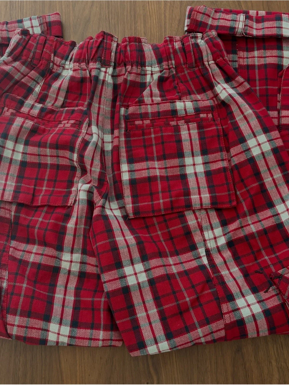 Free People Tahiti Cargo Pants Red Plaid NWT Size M MSRP $168